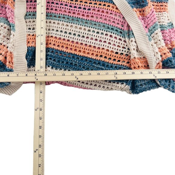 Natural Reflections Women's size Large Sweater Duster Cardigan Colorful Stripes - Picture 5 of 5